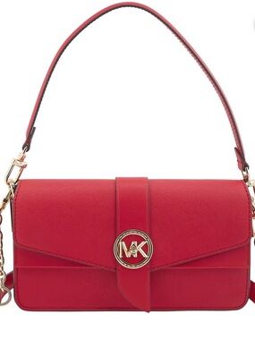 Michael Kors Greenwich Medium Convertible Shoulder Bag in Crimson Color